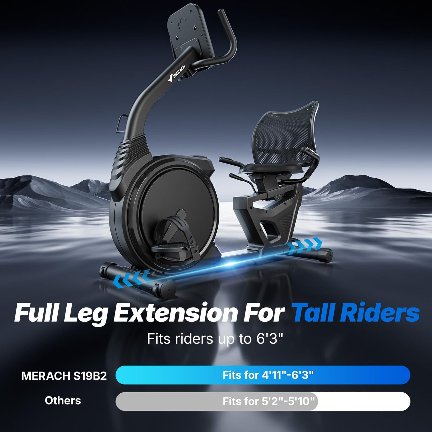 MERACH Recumbent Exercise Bikes for home, Light Commercial Recumbent Exercise Bike for Seniors Adults, Magnetic Recumbent Stationary Bike with Exclusive Apps, LCD, Heart Rate Handle
