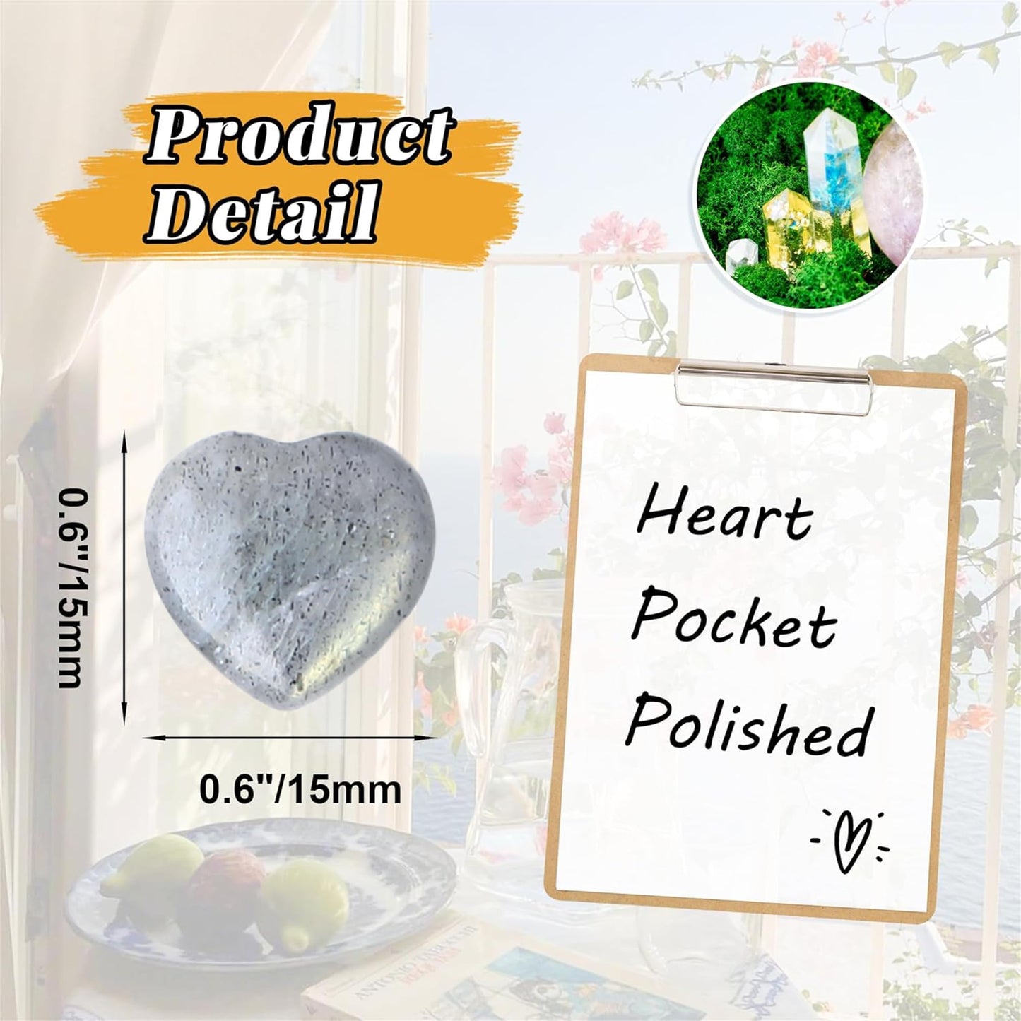 YATOJUZI 20PCS Heart Stone Labradorite Natural Healing Crystals Moonstone Love Crystal Heart Bulk Wholesale Polished Stones Cute Pocket Gemstones Reiki Energy Gifts for Women