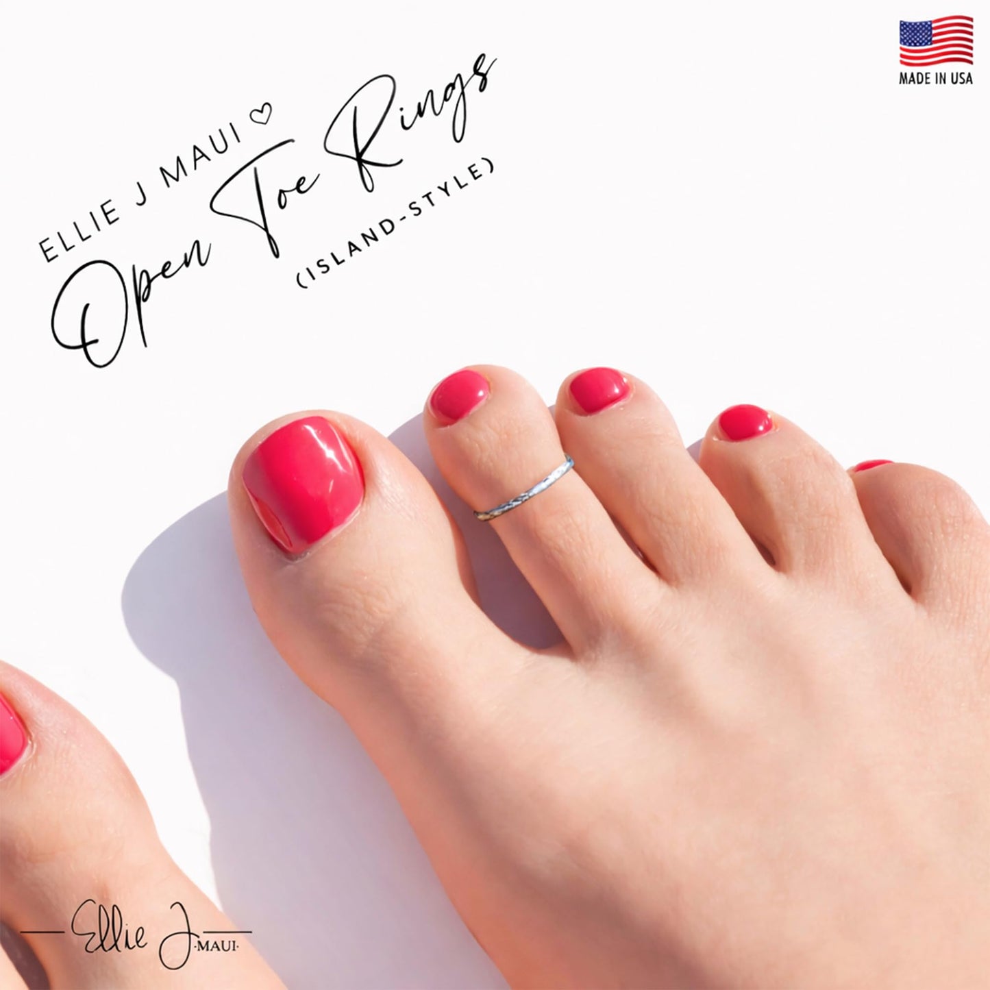 Ellie J Maui Open Toe Rings for Women, Handmade Adjustable 925 Sterling Silver, Real 14K Gold Filled & Rose Gold Filled Beach Design - Fashion Gift & Unique Jewelry (goldfilled Set of 2)