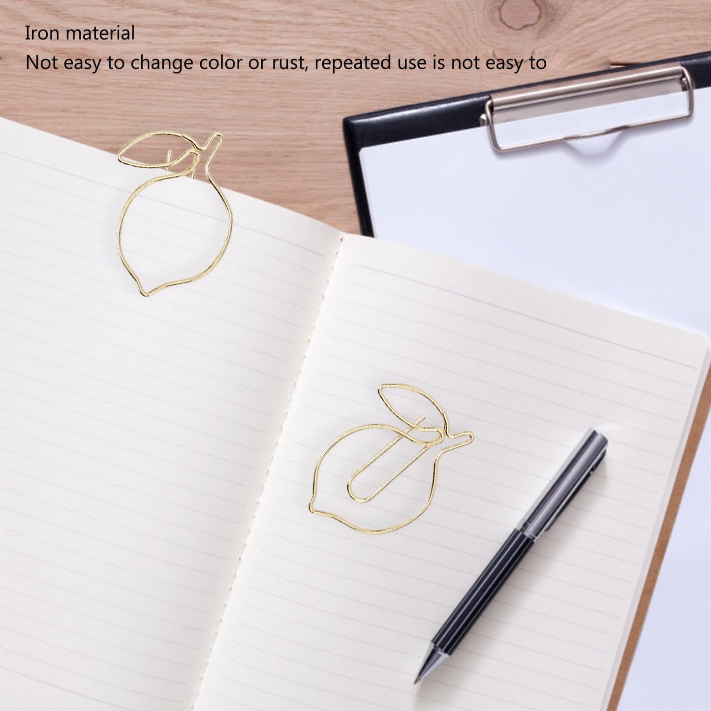 Decorative Lemon Shaped Metal Paper Clips, 100 Pieces with Storage Box, Small Size for Office, Planner, Scrapbooking