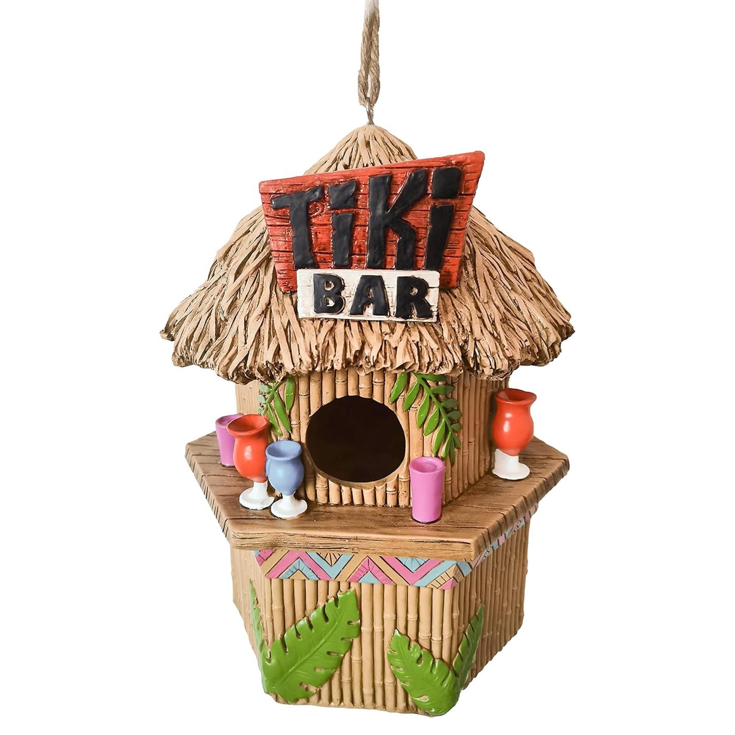 Spoontiques - Birdhouse - Garden Décor - Decorative Bird House for Yard and Garden Decoration - Hanging Novelty for Outdoor Patio - Tiki Bar Birdhouse