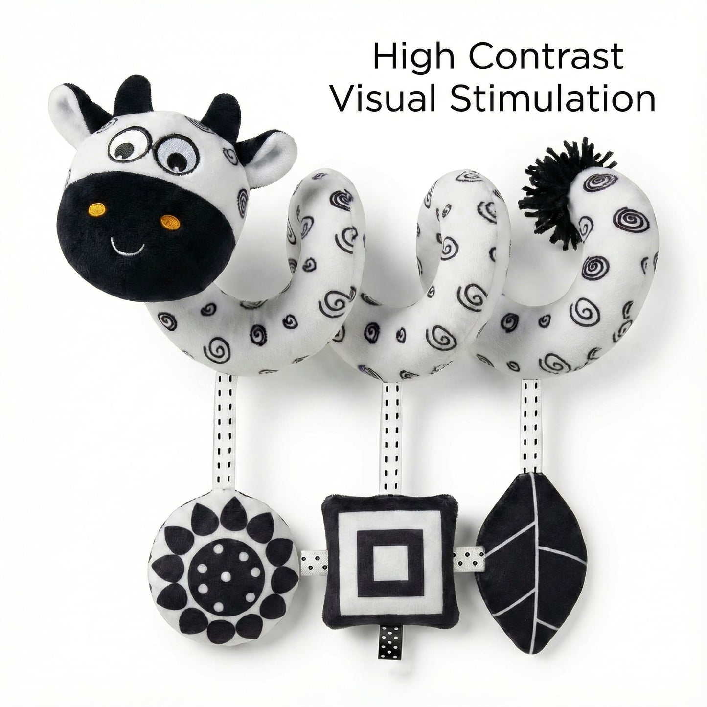 Car Seat Toys – Baby Toys 0-6-12 Months High Contrast Black & White Spiral Car Seat Toy, Carseat Toys Hanging for Newborn Toys, Stroller Toys, Baby Stroller Toy, Infant Toys, Crib Toys Hanging