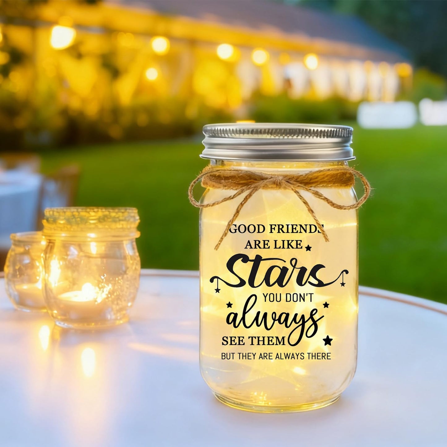 COZITED Friendship Gifts for Women - Good Friends are Like Stars Mason Jar Night Light, Unique Best Friend Birthday Gifts for Women Friends Christmas Valentine's Mother's Day Long Distance Gift
