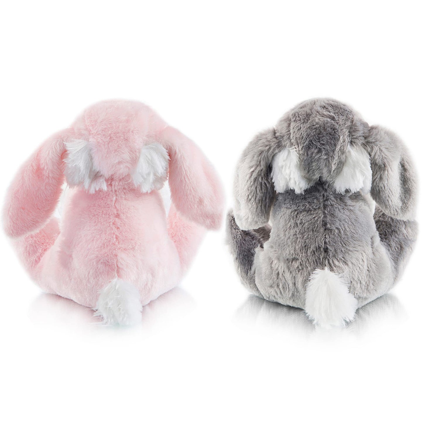 My OLi 2 Pack Easter Bunny Stuffed Animals 7 Inch Small Stuffed Bunny Soft Plush Rabbit Toys with Floppy Ears Bedtime Friend Soft Toy Easter Gifts for Kids Girls & Boys, Gray & Pink