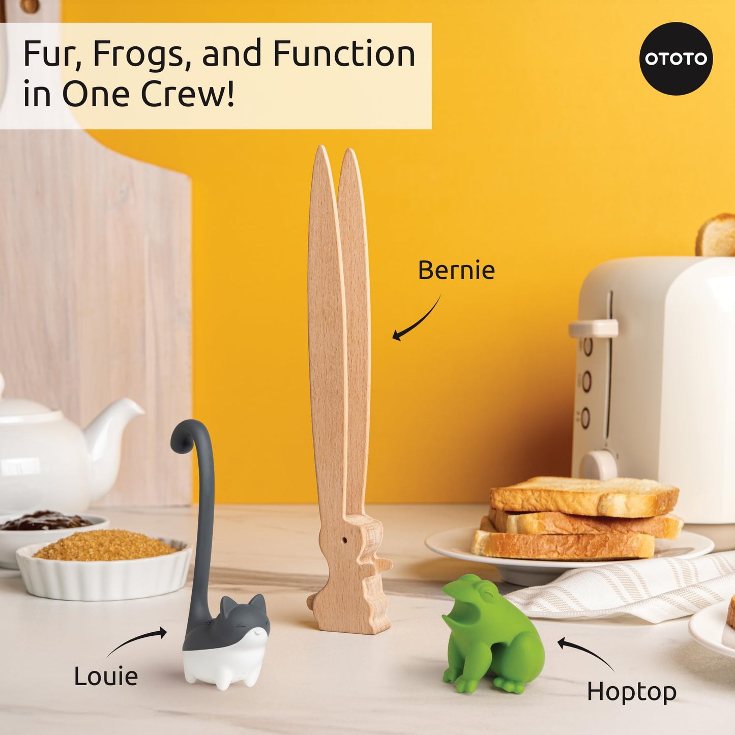 OTOTO Prep Pals Bundle of Red the Crab, Nessie, Crabby - Cute Kitchen Accessories, Kitchen Gadgets, Spoon Rest for Stove Top, Soup Ladle, Pasta Strainer, Funny Unique Gifts, Cooking Gifts