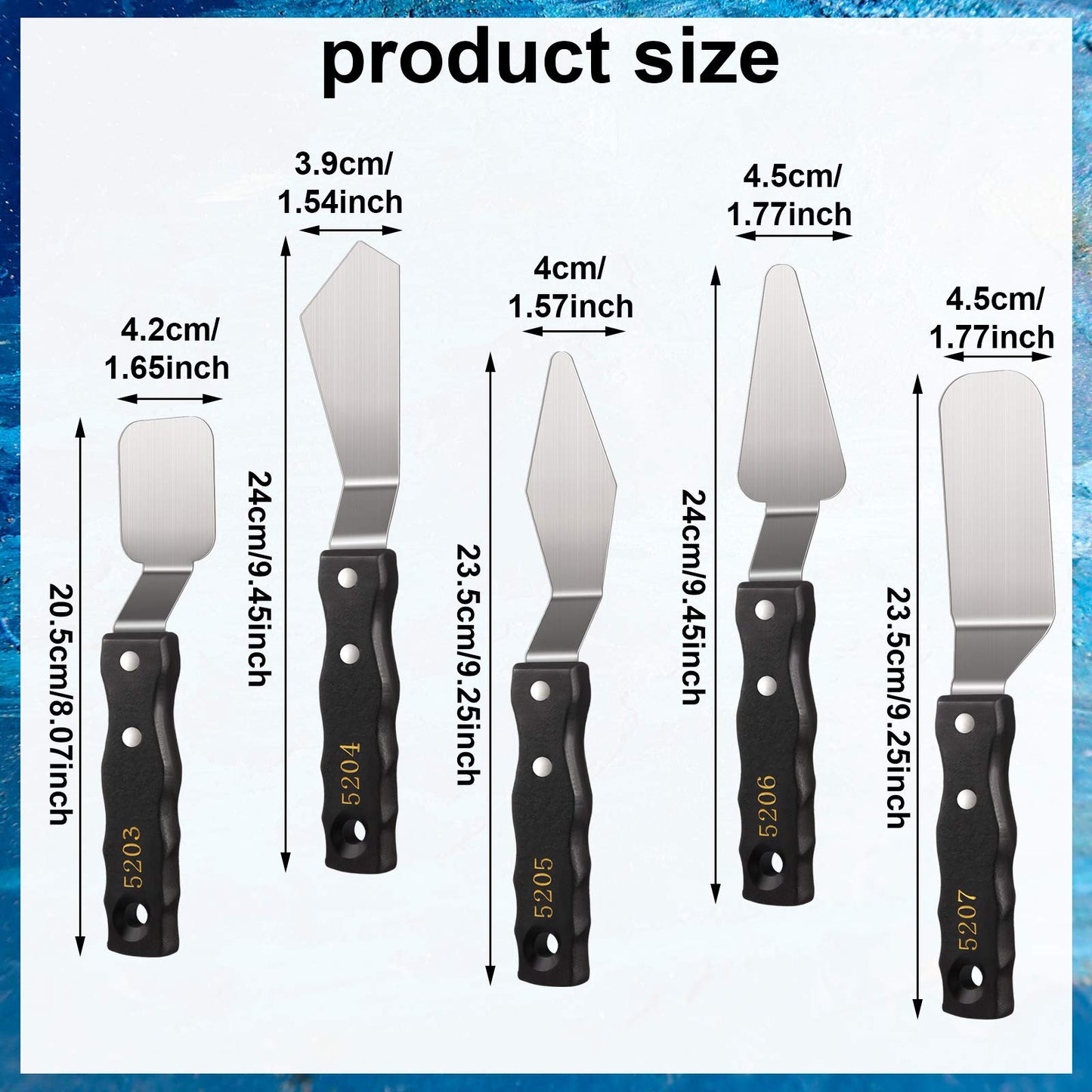 5-piece Large Palette Knife Set Stainless Steel Painting Knives with Wood Handles for Acrylic & Oil Painting Canvas Texturing, Impasto, Color Mixing – Art Supplies for Artists and Beginners