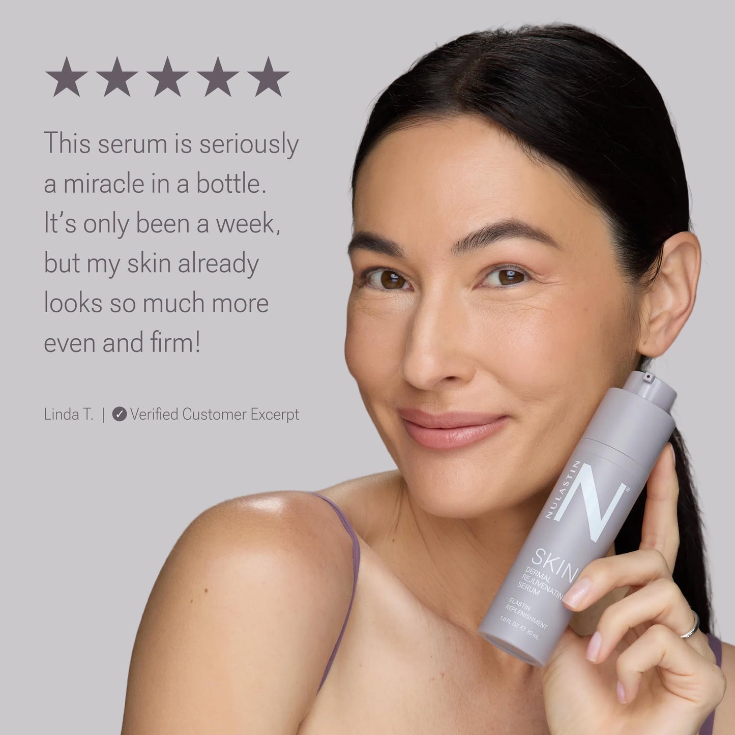 NULASTIN Dermal Rejuvenating Peptide Face Serum for Women with Elastin - Firming, Anti Aging, Barrier Repair, Plumping Hydrating Serum Sensitive & Mature Skin - Vegan, 1 Fl Oz