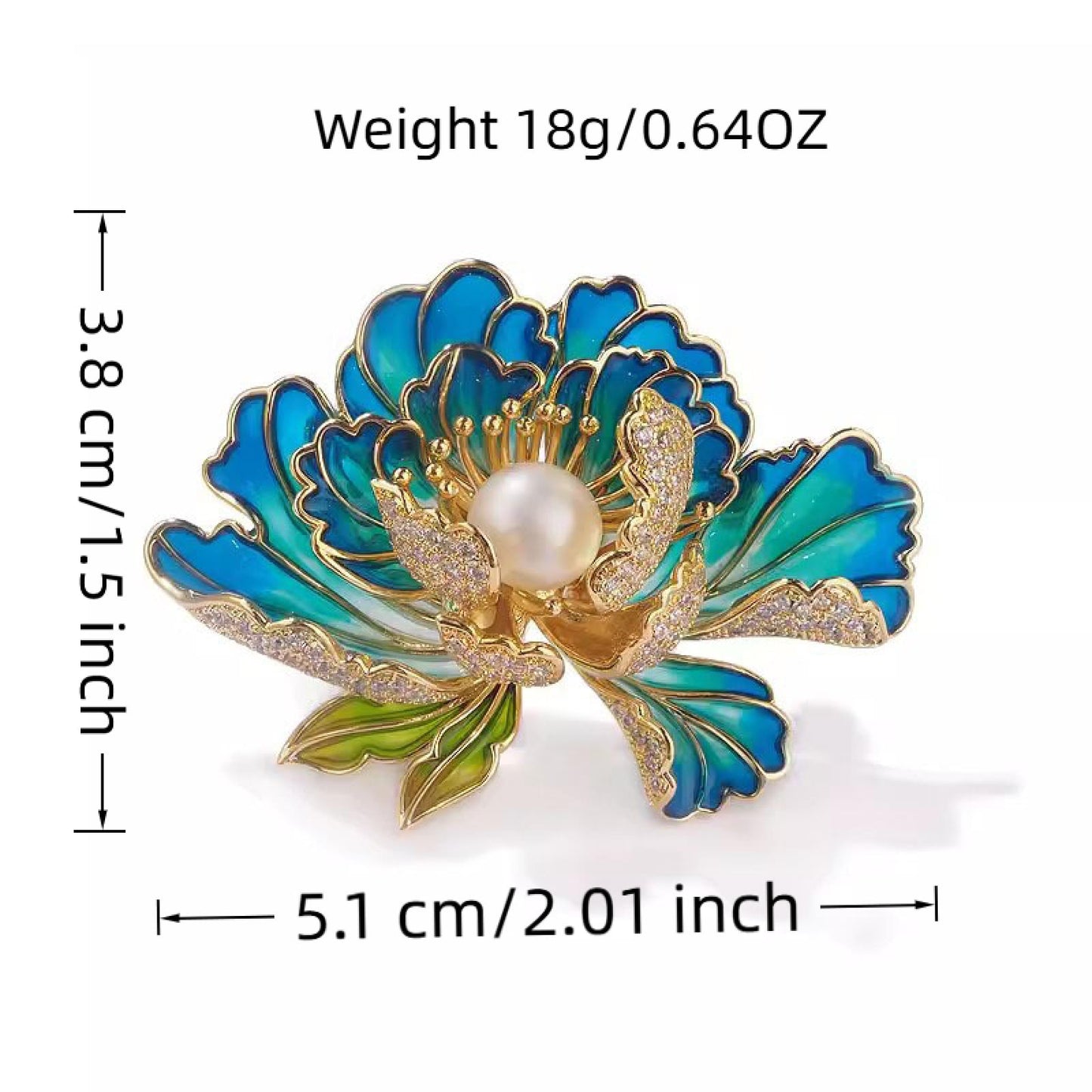 Fashion Brooches For Women, Peony Flower Brooch Pins, Suitable For Party And Daily Wear On Many Occasions,Blue