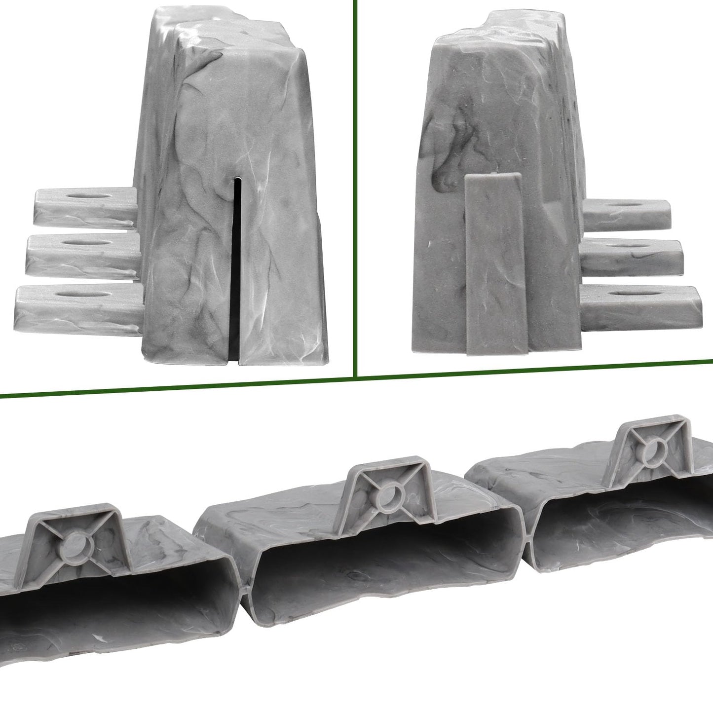 Landscape Edging Faux Stone Garden Edging Border,17FT x 2.75 in Tall Decorative Stone-Look Garden Border for Flower Bed Edging,Lawn,Landscaped Yard,Trees and Gardens,with Anchoring Spikes,Gray