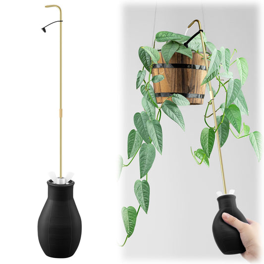 Squeeze Bottle for Hanging Plants, 19" Long Spout Plant Watering Bottle, Easy Squeeze Indoor/Outdoor Watering Can Alternative, Precise Sprinkling for Hanging Baskets, Houseplants(Black,8 oz,1 Pack)