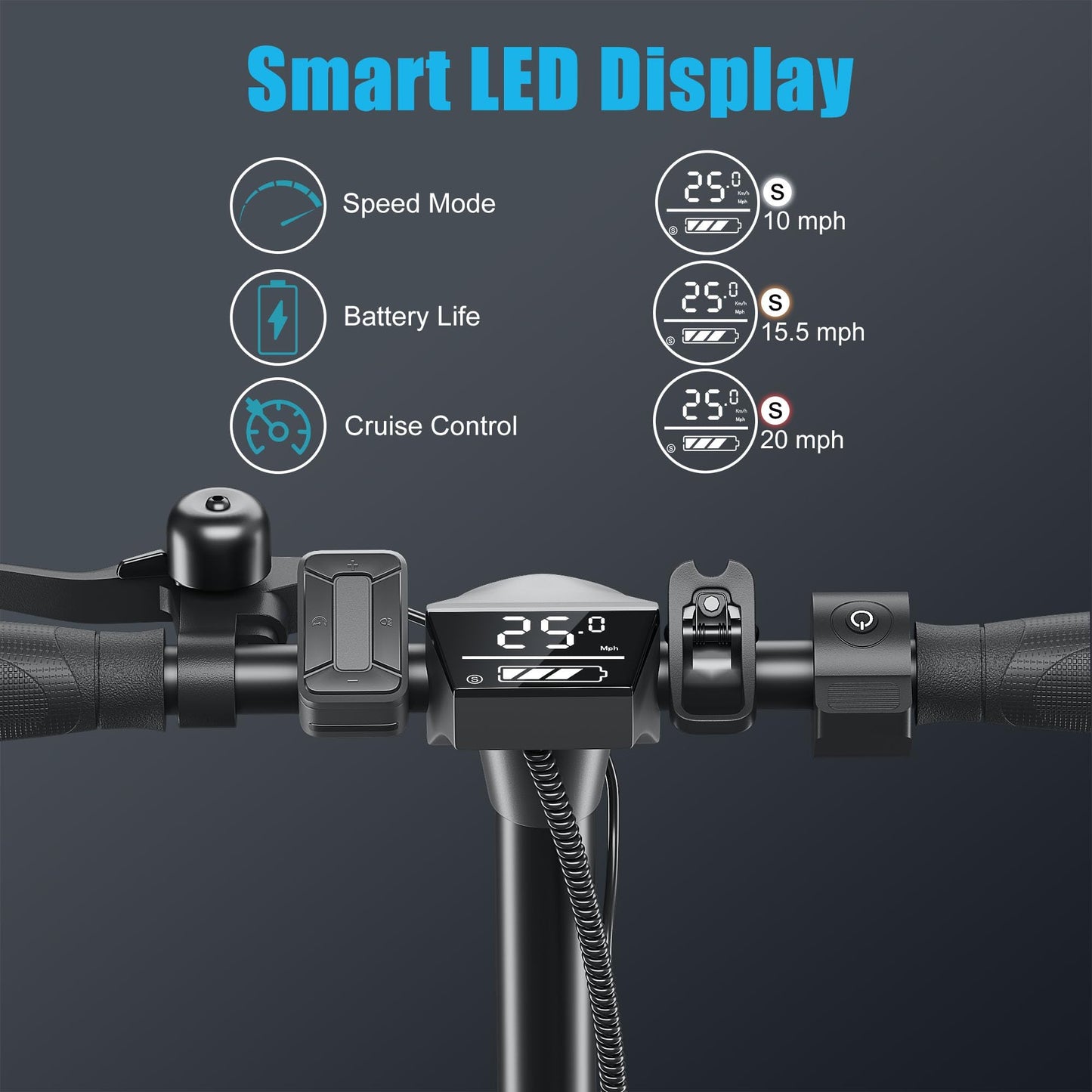 Caroma Electric Scooter 500W, Portable Folding Electric Scooter for Adults with Detachable Seat, 9" Solid Tires, Fast Commuting E Scooter w/Braking System & Shock Absorption,Blue