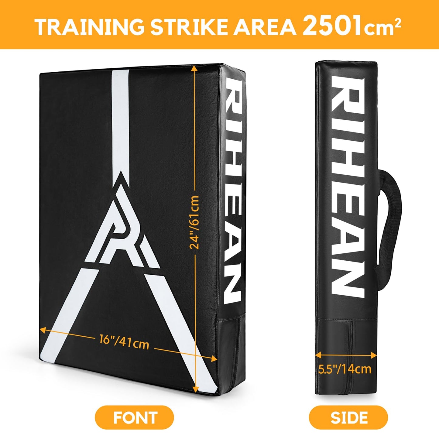 RIHEAN Martial Arts Kicking Shield Pad for Muay Thai, Taekwondo Football, Basketball, Hockey Training - Denser Foam, High-Density PU Leather Cover - 24x16in Blocking Pad (1PC)