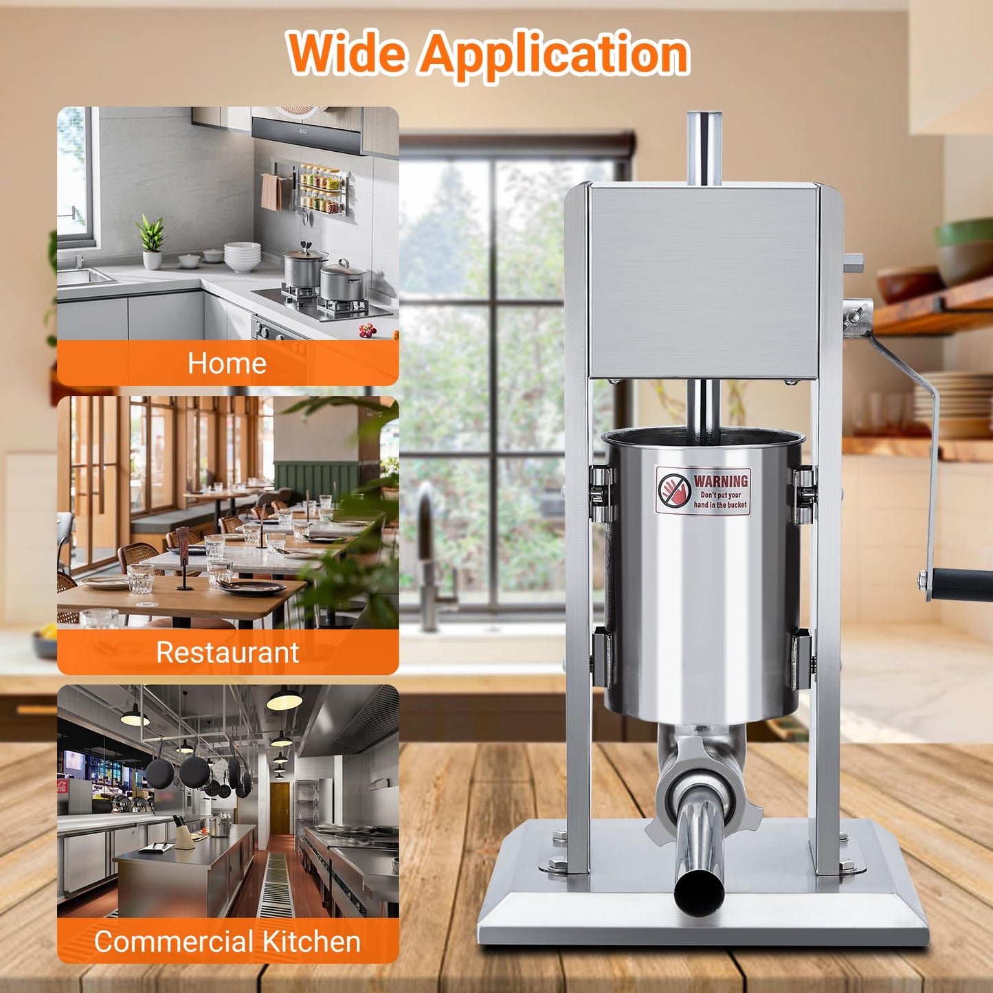 Sausage Stuffer, Manual 7LBS/3L Sausage Maker Machine, Meat Stuffer with Dual Speed, Stainless Steel Heavy Duty Sausage Filler with 5 Stuffing Tubes, for Commercial and Home Use