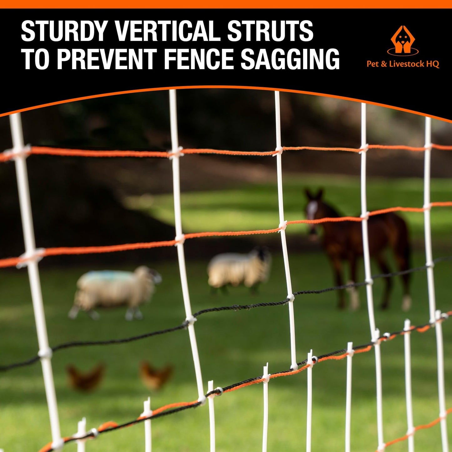 Premium Semi-Rigid Electric Poultry Netting Fence 48" x 164' - Portable Pre-Assembled Electric Fencing for Chicken Sheep Goats (19 Posts, 2 Spikes)