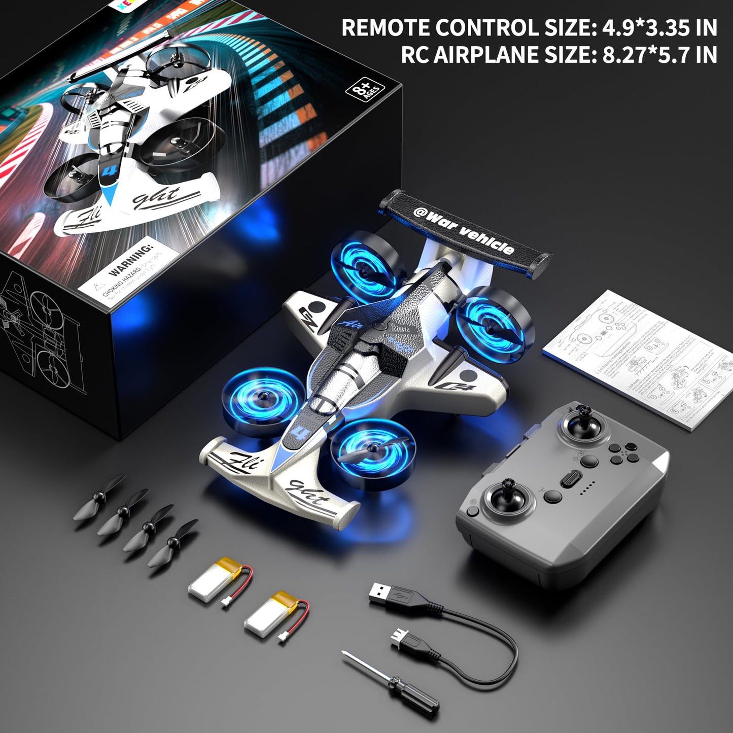 Xelabrion Remote Control Airplane Car Toys for Kids Ages 4-6-8-10-12, 2-in-1 Foam RC Plane Car Jet Mini Drone, Racing Car Stunt Plane Toys for Kids Boys Beginners 4 5 6 7 8 9 Year Indoor Outdoor Play