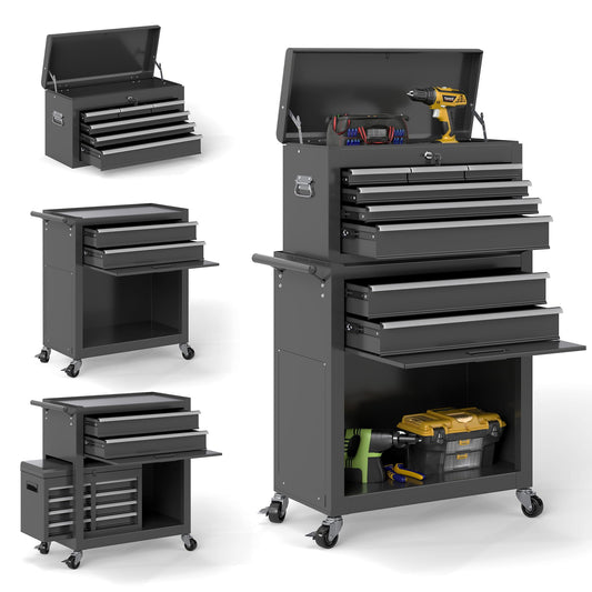 HOWSVN Tool Chest, 8 Drawers Rolling Tool Cabinet, Removable Cabinet Storage Tool Box with Hooks and Liners,Universal Lockable Wheels, Metal Tool Storage Cart, Tool Box for Garage, Workshop