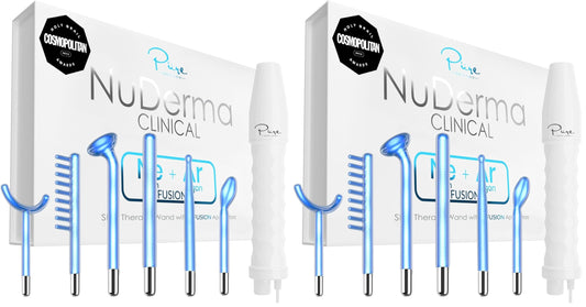 Pure Daily Care NuDerma Clinical Portable Skin Therapy Wand, Machine with 6 Fusion Neon + Argon Wands – Anti Aging - Clarifying - Skin Tightening & Radiance - Wrinkle Reducing (Pack of 2)