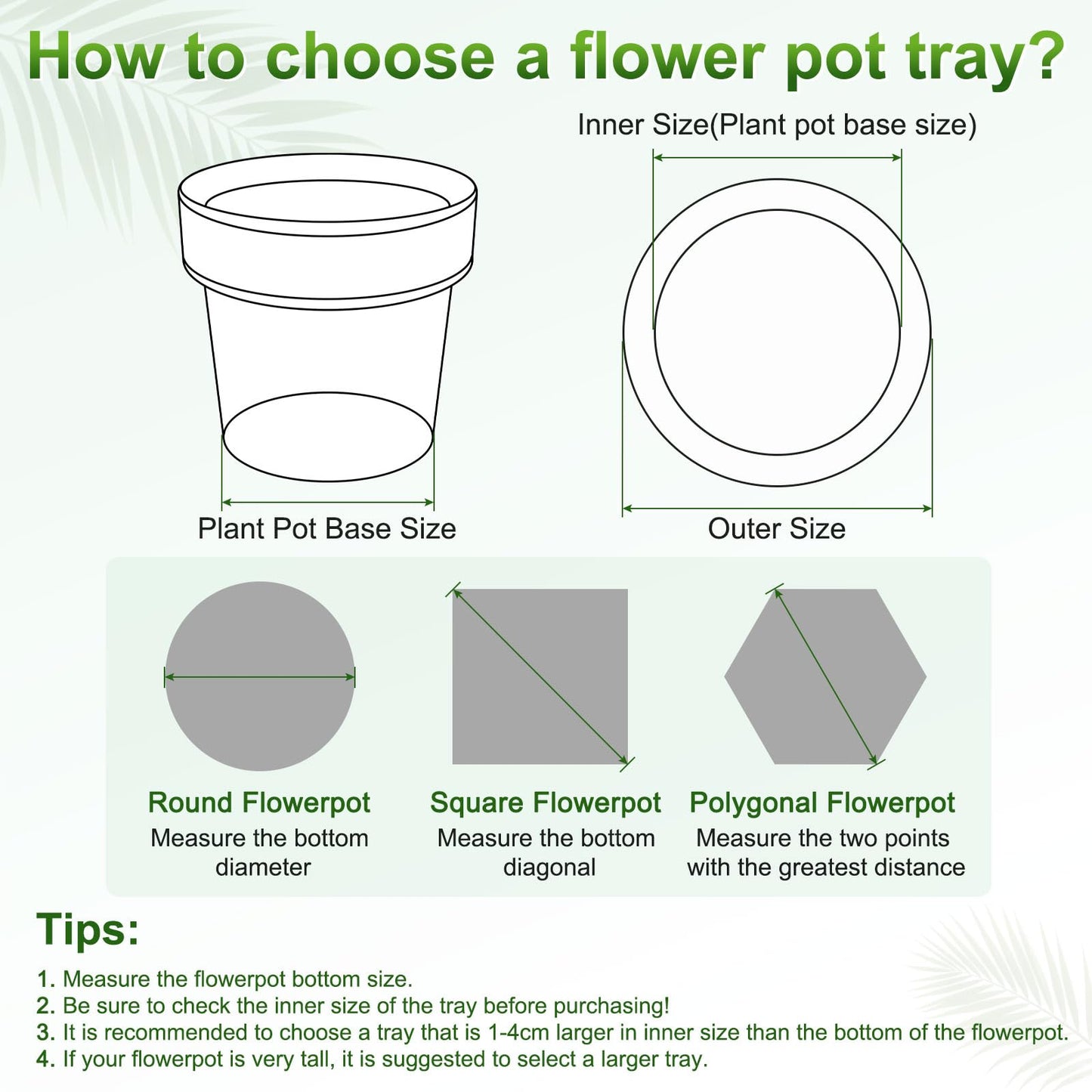 M METERXITY 2-Pack Plant Saucer, 6.5 Inch/ 16.5cm Plastic Plant Trays Thicker for Pots/Indoor/Outdoor/Water Drainage and Protection, Flowerpot Drip Tray [Grayish White]