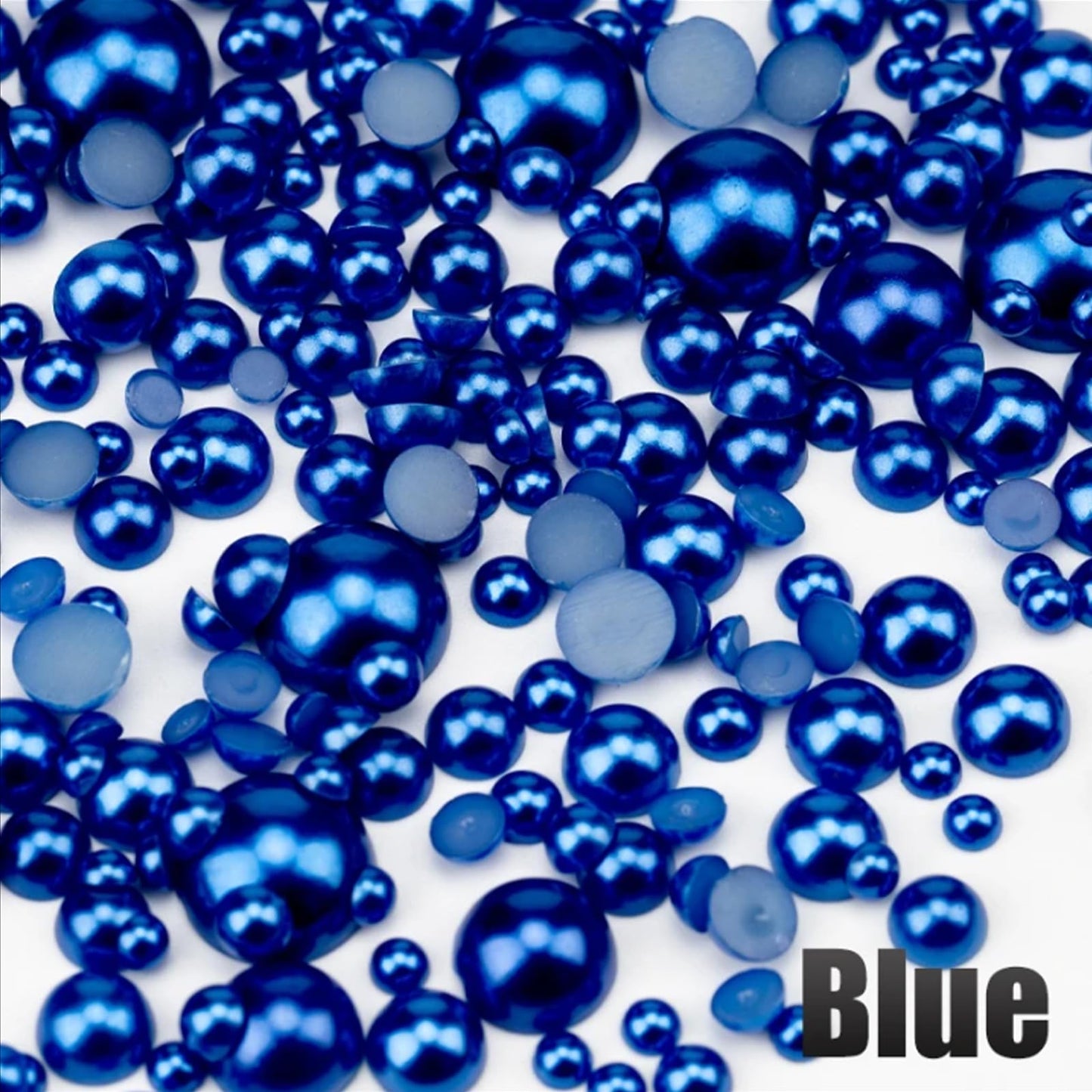 350PCS Flat Back Half Pearls, 14mm Darkblue Half Round Flatback Pearls Gems Beads for Crafts Jewlery, Loose Pearl Beads Gem for Shoes, Cup, Wedding, Decor Hair, Nail Art Decoration