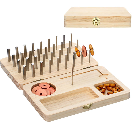 Threehoney Wooden Pegboard for Finger Dexterity, 36-hole Wooden Hand Training Peg Board with Finger Exercise Tools Help to Improve Fine Motor Skills and Hand-eye Coordination