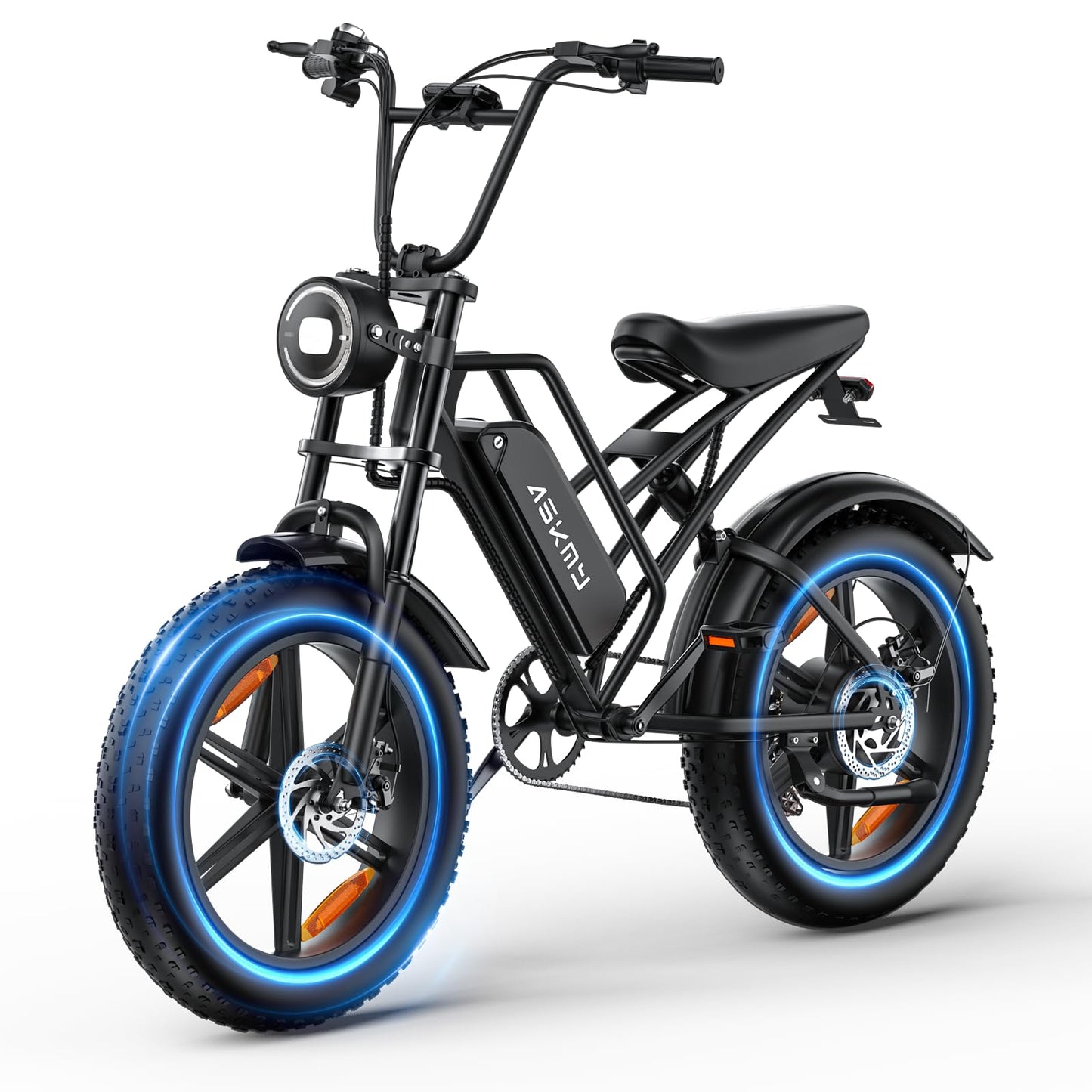 Askmy Fat Tire Electric Bike - Foldable E-Bike with Shock Absorption, Throttle Control, LCD Display, and Long Battery Life for Urban Commuting (20in)