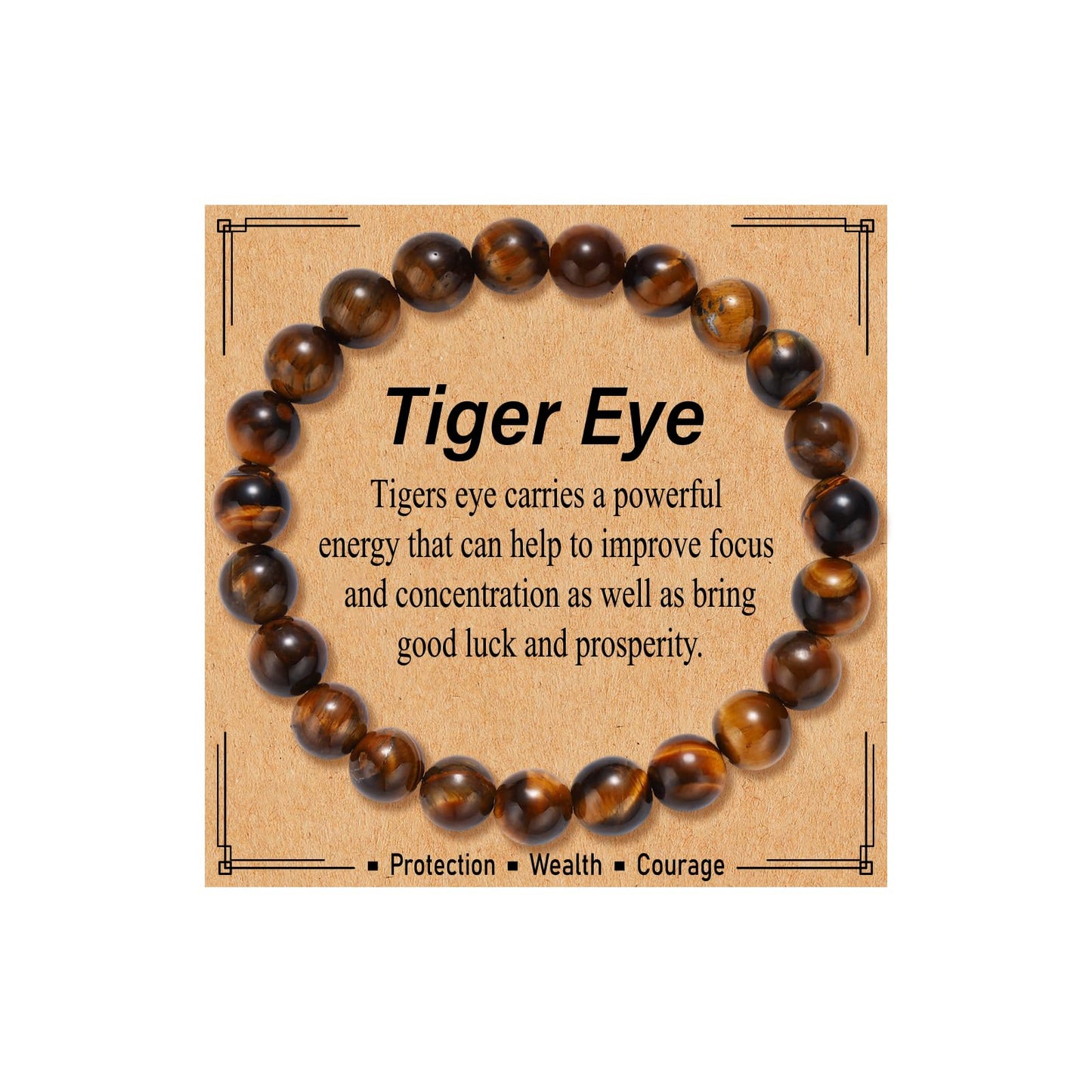 Kenailw Tiger Eye Beads Bracelet for Women, Healing Crystal Bracelet Spiritual Positive Energy Protection, Natural Stone Stretch Beaded Bracelets Birthday Gifts Jewelry for Her Daughter Best Friends