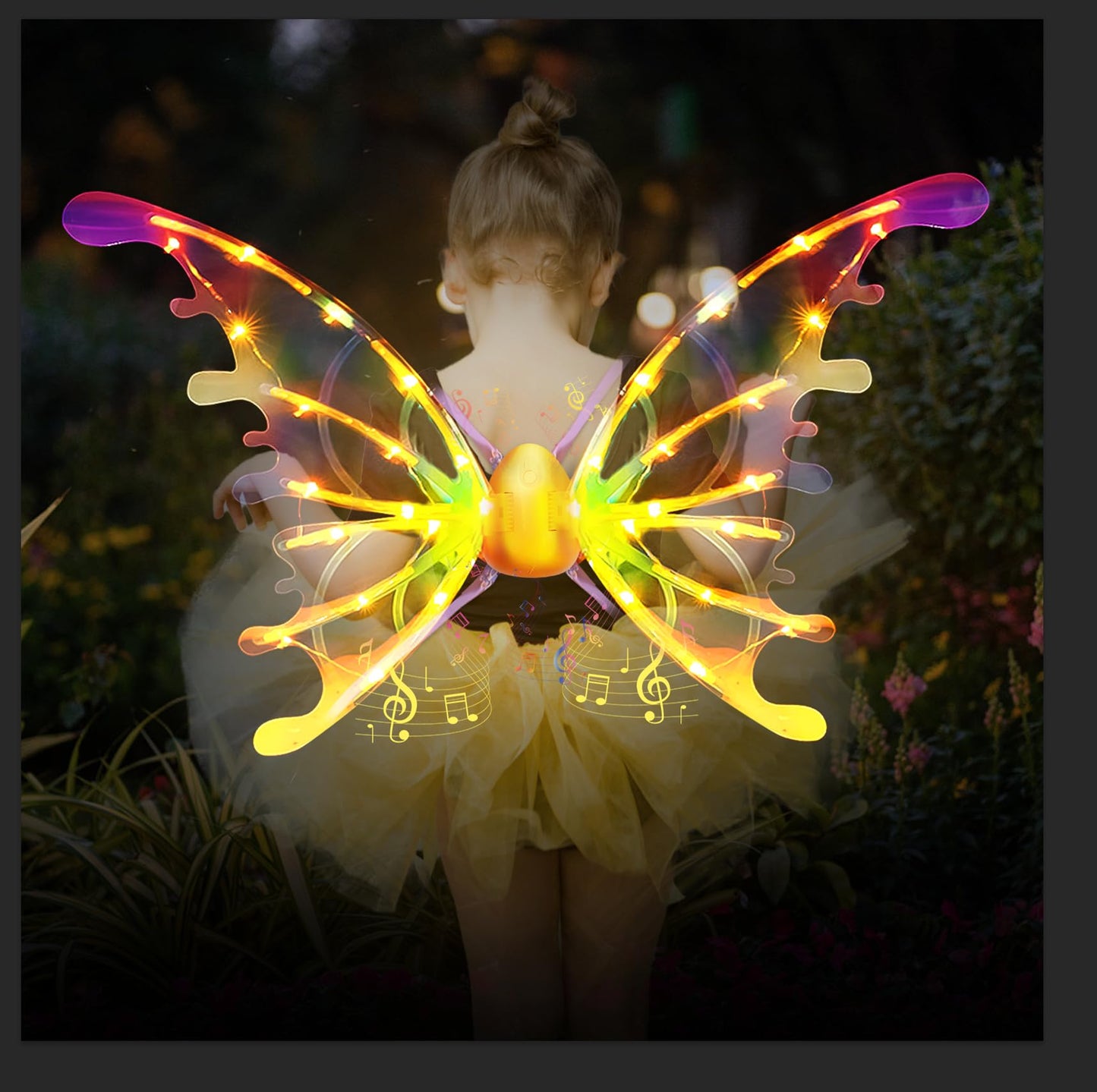 Kvynzz DIY Electric Sparkling Butterfly Wings,Light Up Fairy Wings DIY Toy,Elf Wings Angel Fairy Costumes Cosplay Dress Up Wings Music Lights for Kids Pets (RGB)