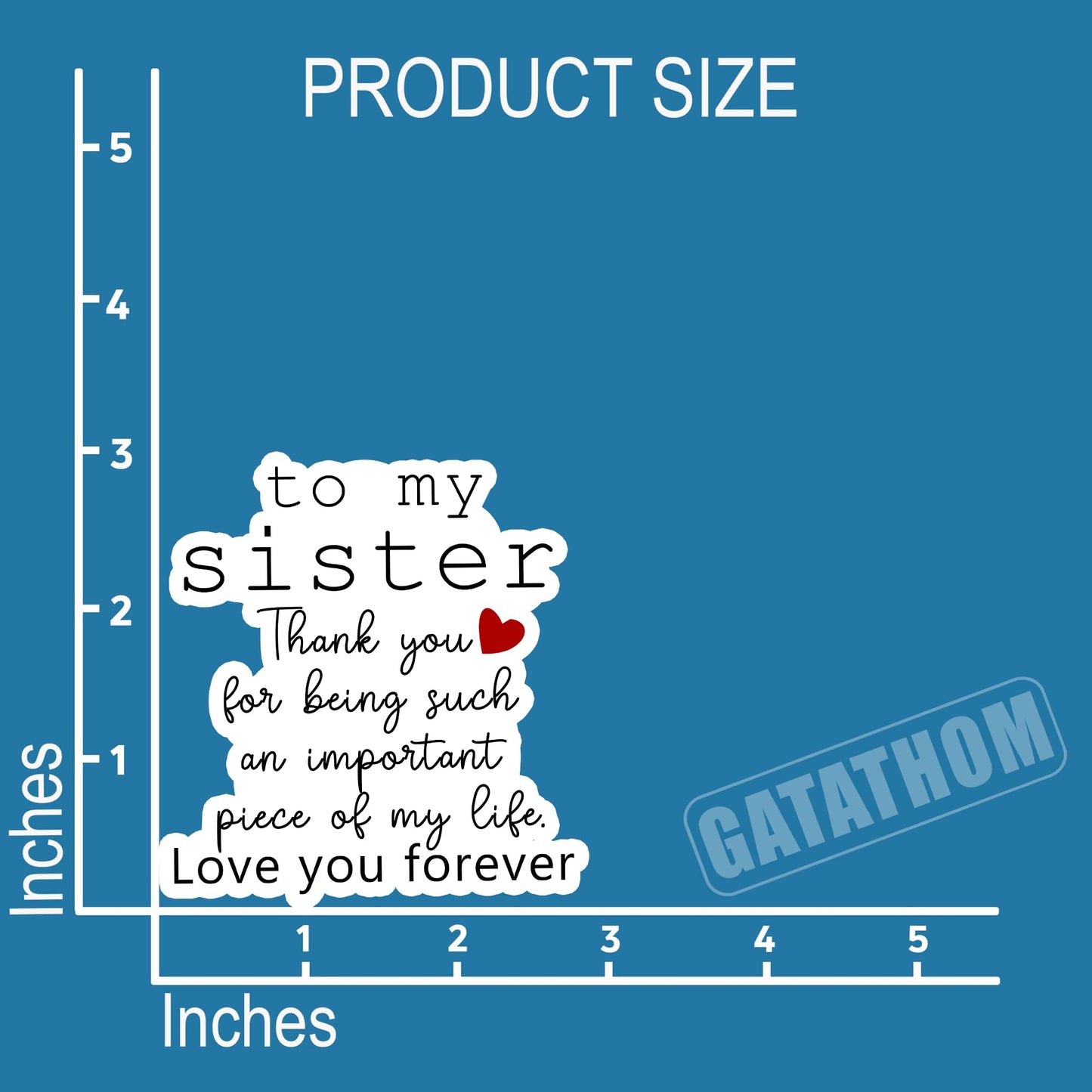 (3Pcs) to My Sister Thank You Sticker – Sister Appreciation Quote Vinyl Decals, Meaningful Family Love Gifts for Birthday Wedding Graduation, Laptop, Water Bottle, Scrapbook, Waterproof 3" x 2.9''