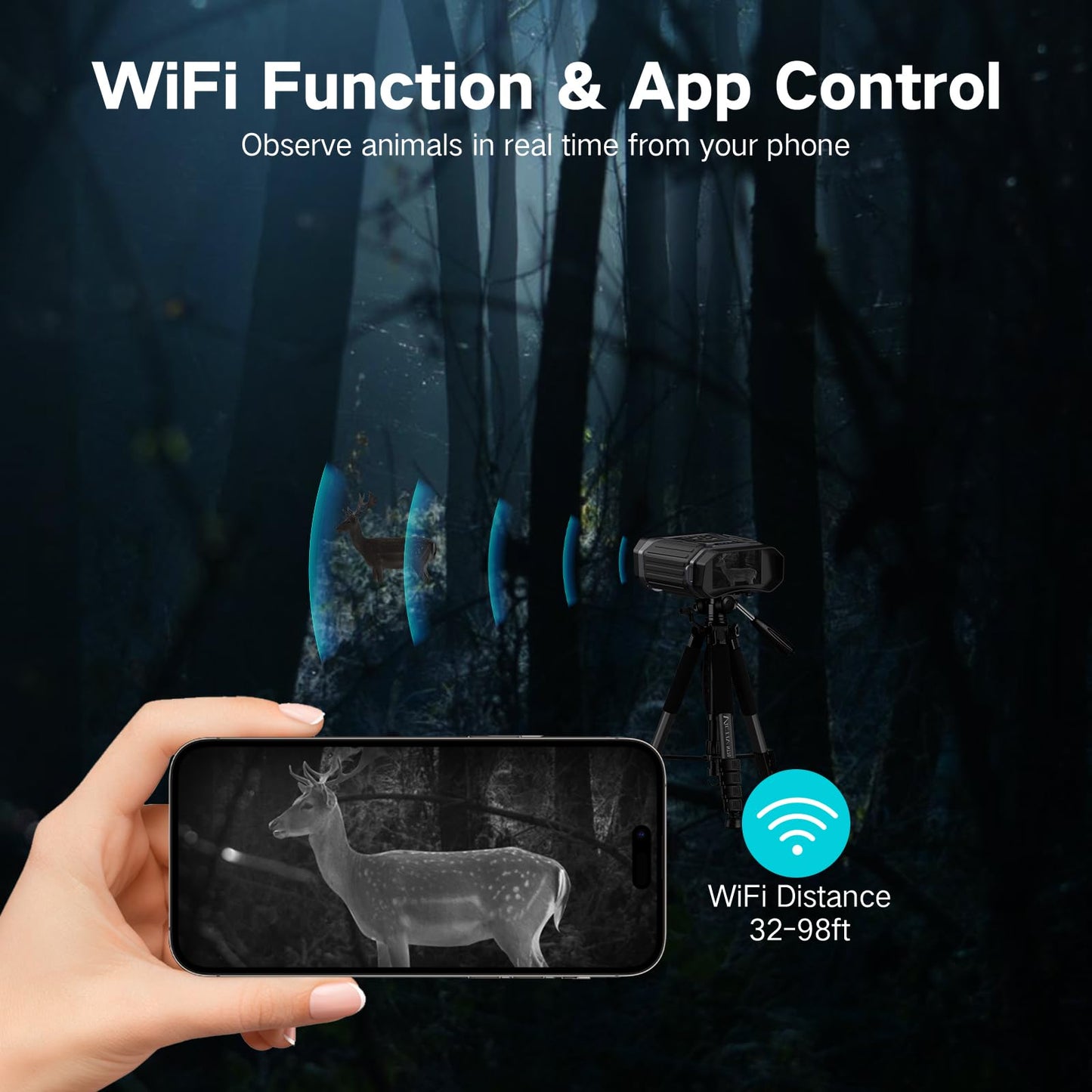 DOOCK Night Vision Goggles 4K Infrared Digital Binoculars with Full Color in Low Light, 32GB Memory Card, 5200mAh Rechargeable Battery, WiFi Connect & GPS Function for Camping, and Fishing-Silver Gray