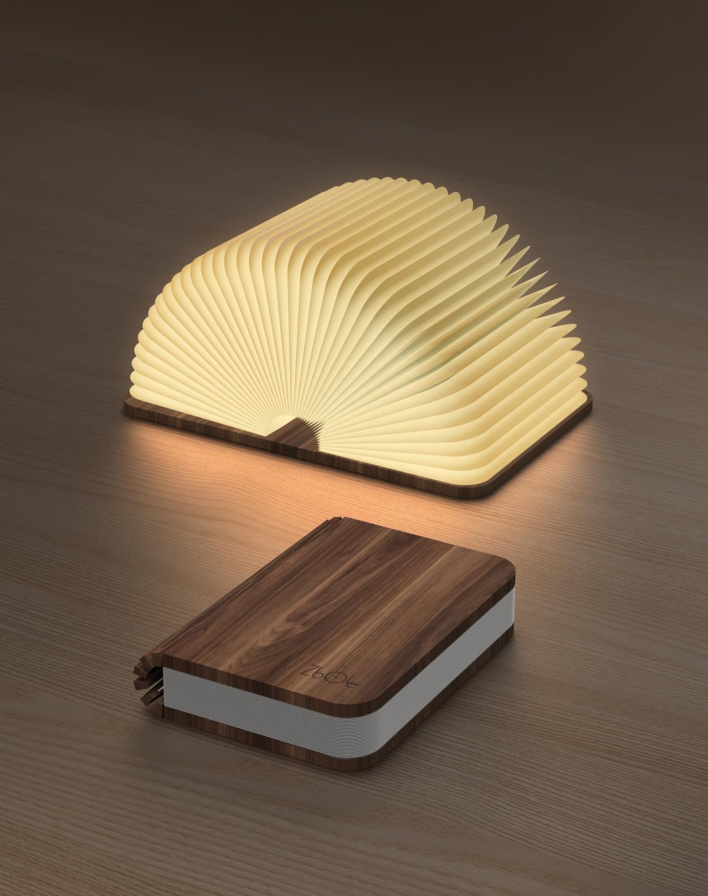 ZBOLE 4.7 Inch Wooden Book Lamp, Book Lovers Gifts,Teacher Appreciation Gifts for Women, Folding Book Light, LED Ambient Lighting, Magnetic Mood Lighting for Home&Library Decor (Walnut)