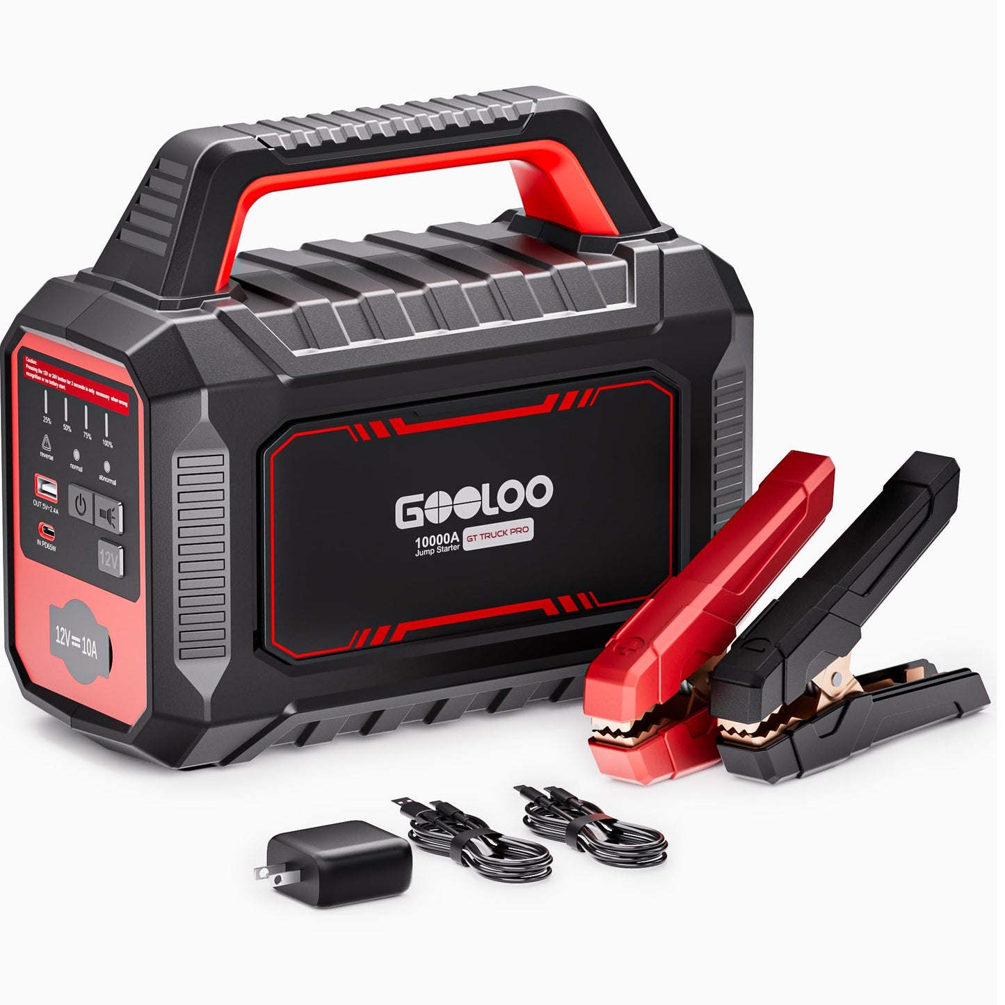GOOLOO GT Truck PRO 10000A Jump Starter with 65W Fast Charge, 64000mAh Portable Car Battery Booster Power Pack (for All Gas All Diesel), 12V Jump Box with LED Light, Thickened Jumper Cable & Light