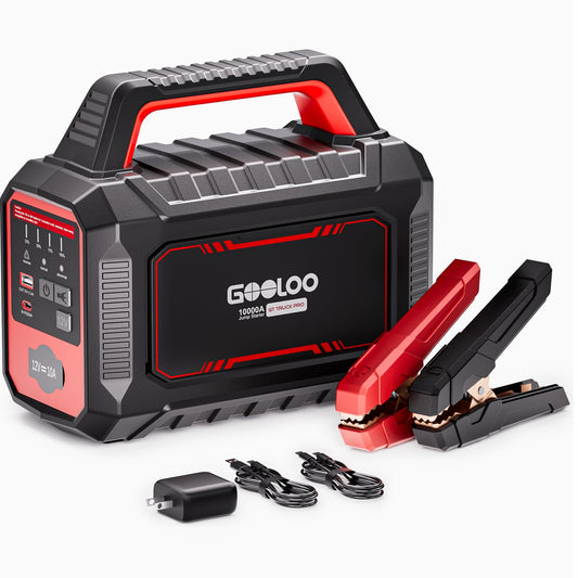 GOOLOO GT Truck PRO 10000A Jump Starter with 65W Fast Charge, 64000mAh Portable Car Battery Booster Power Pack (for All Gas All Diesel), 12V Jump Box with LED Light, Thickened Jumper Cable & Light