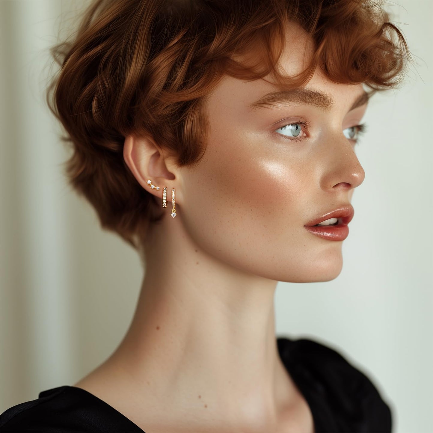 Small 14K Gold Huggie Hoop Earrings Set for Women, Dainty Gold Plated Cartilage Earring for Multiple Piercing, Hypoallergenic Dangle Earrings, Stud Earring Stacks for Women Jewelry Gifts