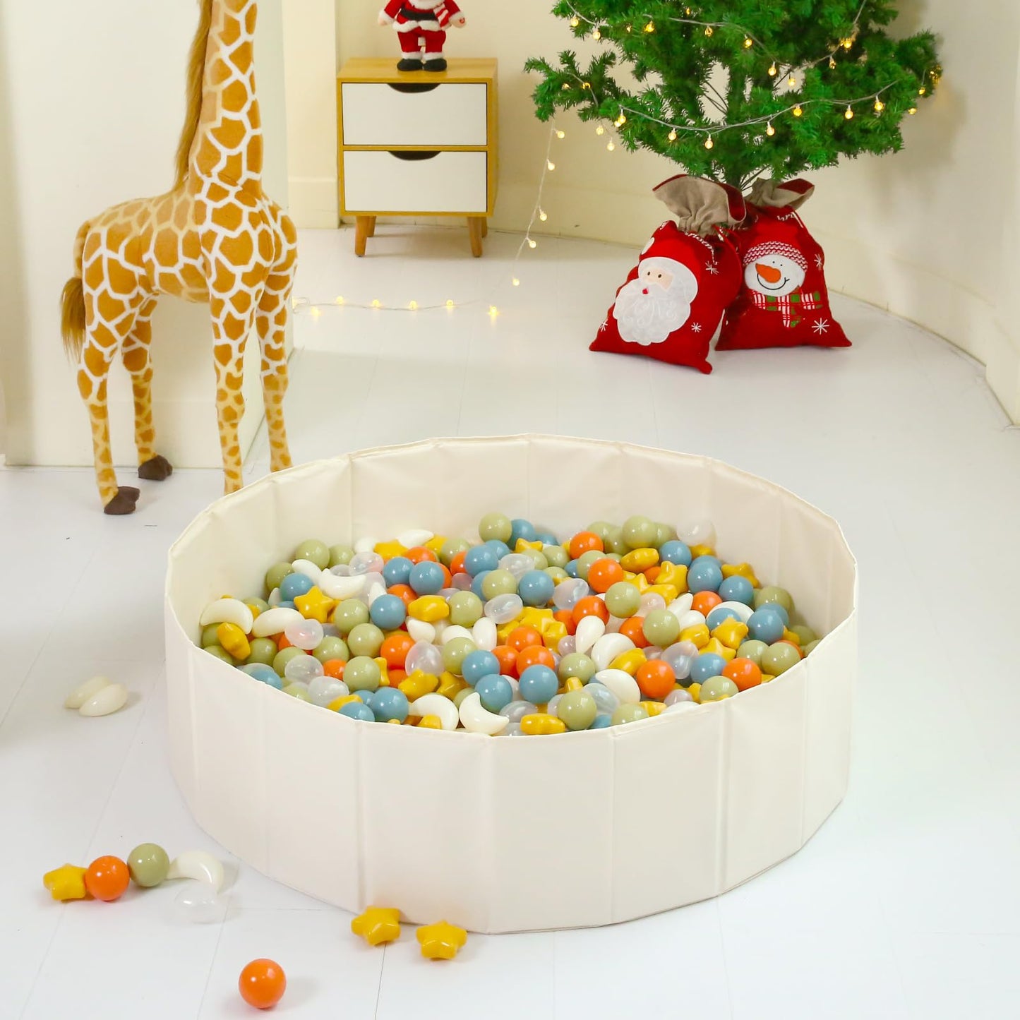 31 Inch Beige Ball Pits for Toddlers Dogs Cats, Kids Ball Pits Play Tent, Collapsible Ball Pits Crawl Playpen Ball Pool with Storage Bag, Gift for Boys Girls Dogs Pets Birthday (Balls Not Include)