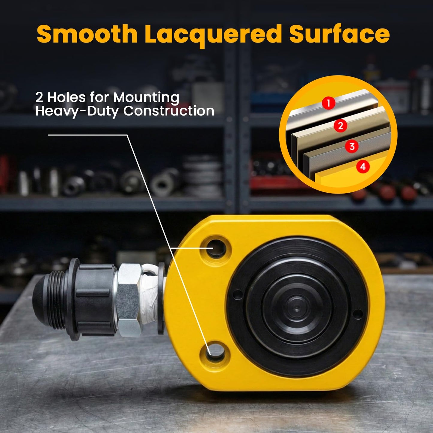 NEWTRY 10T Low Profile Hydraulic Jack Porta Power Kit + CP-180 Manual Hydraulic Hand Pump Multi Section Jack, 1” Stroke Industrial Mini Hydraulic Cylinder