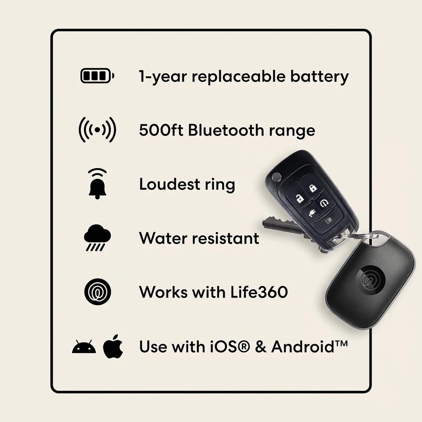 Life360 Tile Pro - Powerful Bluetooth Tracker, Key Finder and Item Locator for Keys Bags, and More. Both iOS and Android Compatible. Phone Finder. 2-Pack (Black/White)