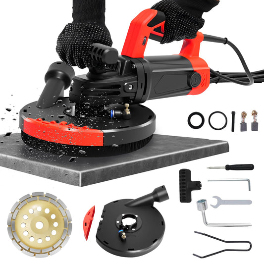 Concrete Grinder Machine, Concrete Floor Grinder, 7 Inch Angle Grinder with Auxiliary Handles Angle Grinder Dust Shroud Diamond Grinding Wheel, 2200W 4800RPM Cement Grinder for Concrete, Wall