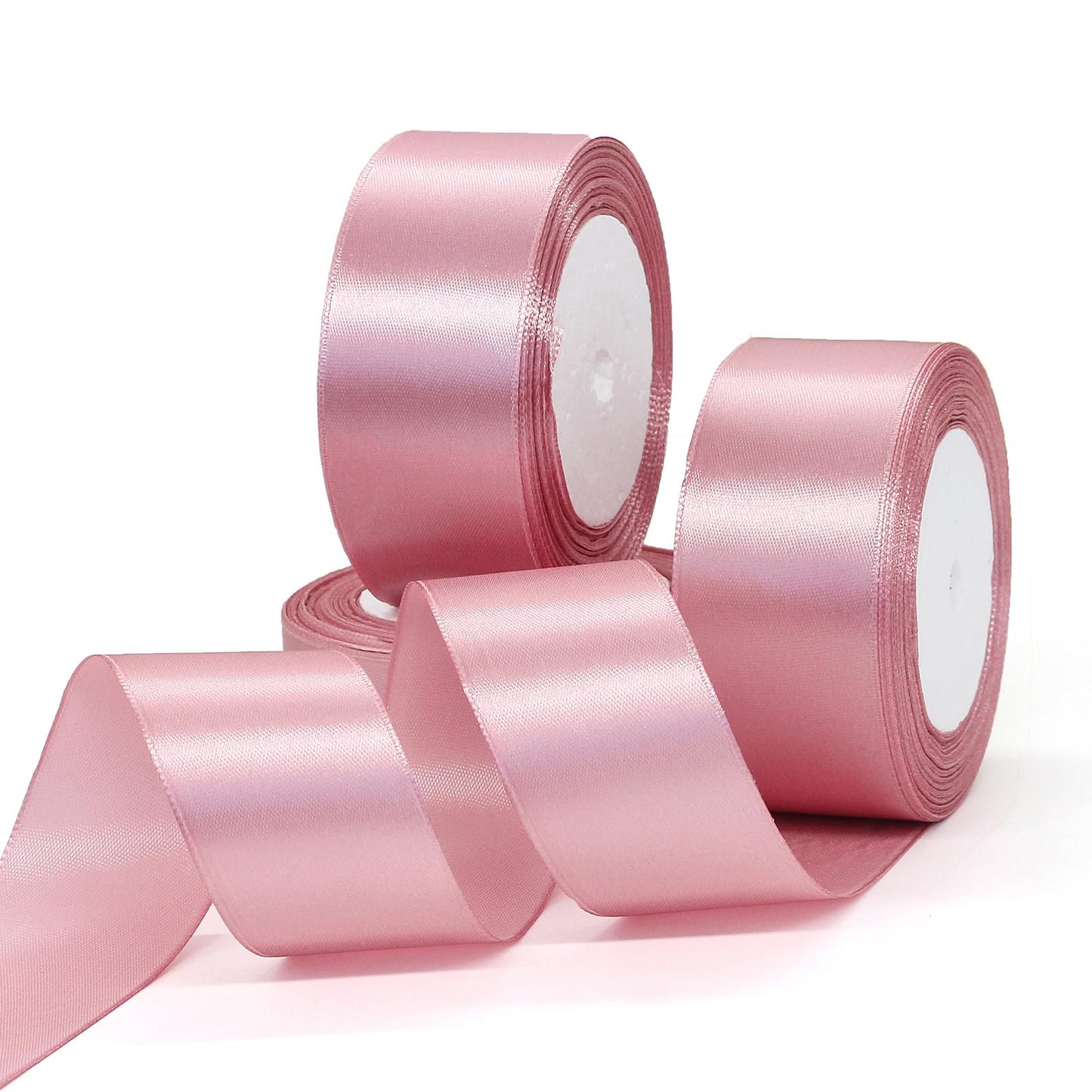 1-1/2 inch 125 Yard Pink Satin Ribbon Arts Crafts Sewing 25 Yard Each Roll Satin Ribbon for Flower Bouquet Ribbons for Christmas Tree DIY Decoration (Peony Pink, 1-1/2 inch,Pack of 5)