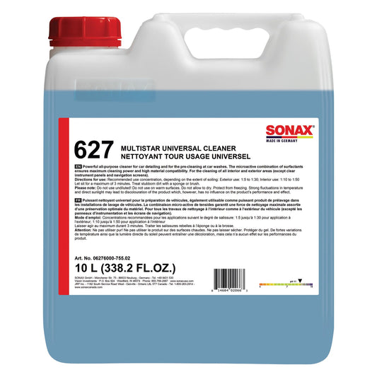 SONAX Multi Star All Purpose Cleaner | Powerful Concentrate for Interior & Exterior Cleaning | Safe on Carpet, Upholstery & Wheel Wells | Removes Grease, Grime & Stains | Pro-Strength | 627600 | 10L