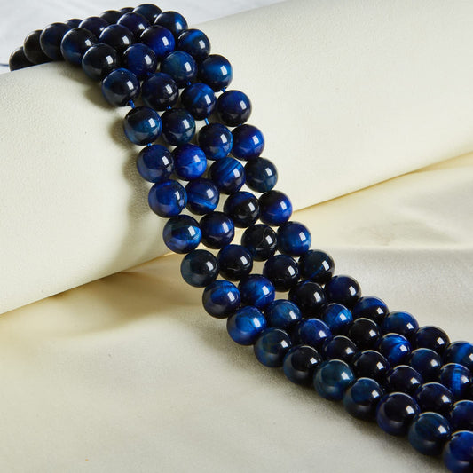 35pcs 10mm Blue Tiger Eye Beads Natural Gemstone Beads Round Loose Beads for Jewelry Making