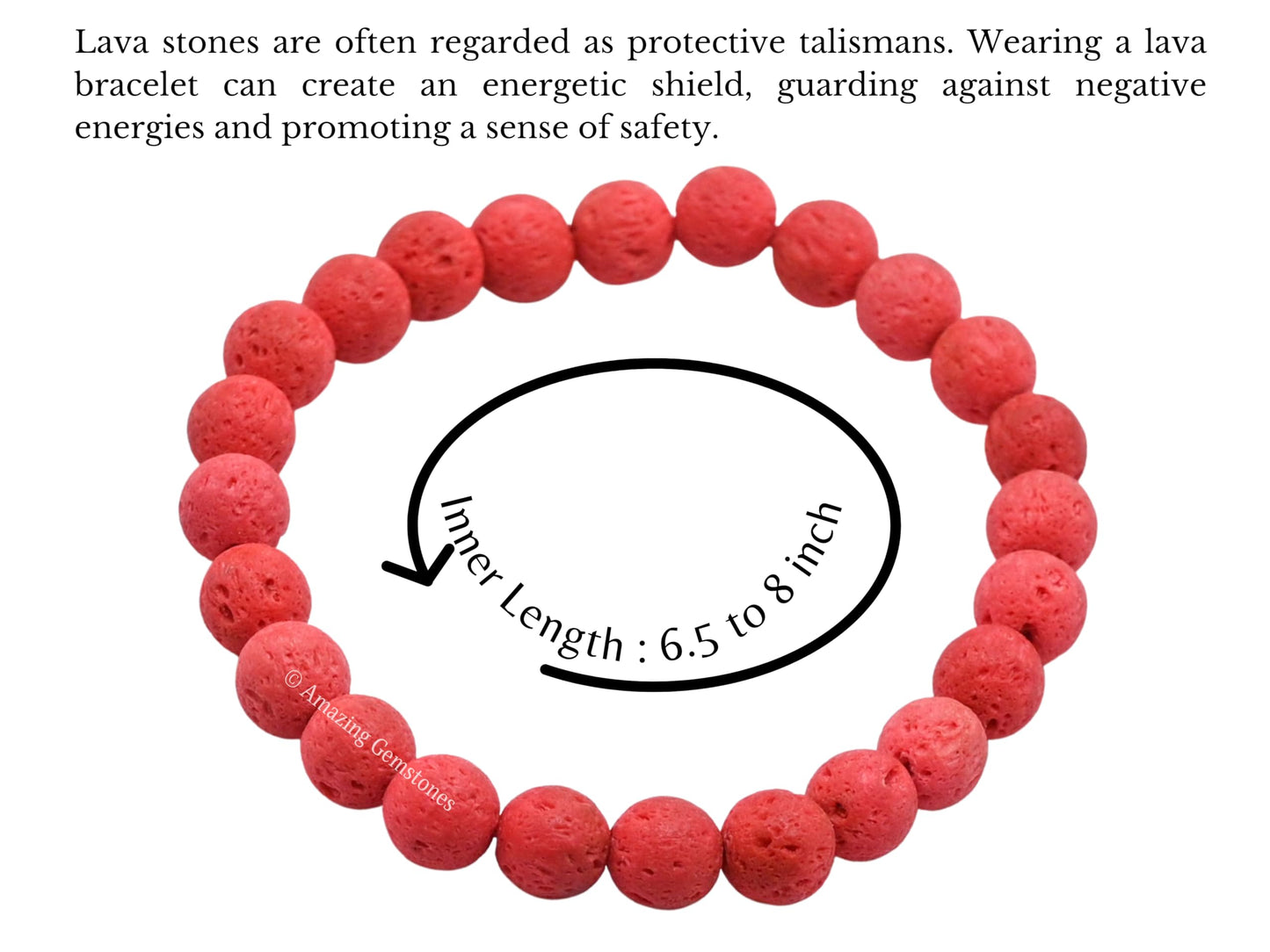 Amazing Gemstone Crystal Bracelet for Women Men's Gifts - Protection Healing Crystal Bracelet - 8mm Gemstone Beaded Stretchable Bracelet Pulseras Para Hombres Mujer Stocking Stuffers Mothers Day Gift (Red lava)