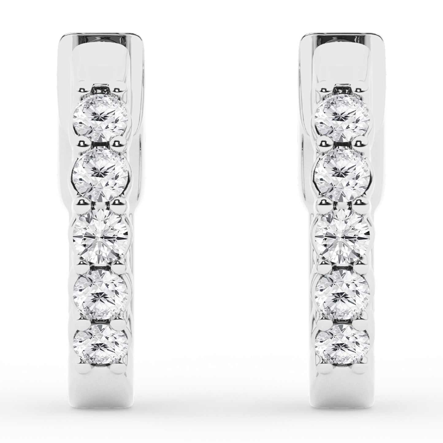 Belacqua 0.25 Carat Round Lab Grown Diamond Huggie Hoop Earrings in Sterling Silver, Color G+, Clarity SI, Prong Set, Fine Jewelry for Women, Gift Box Included