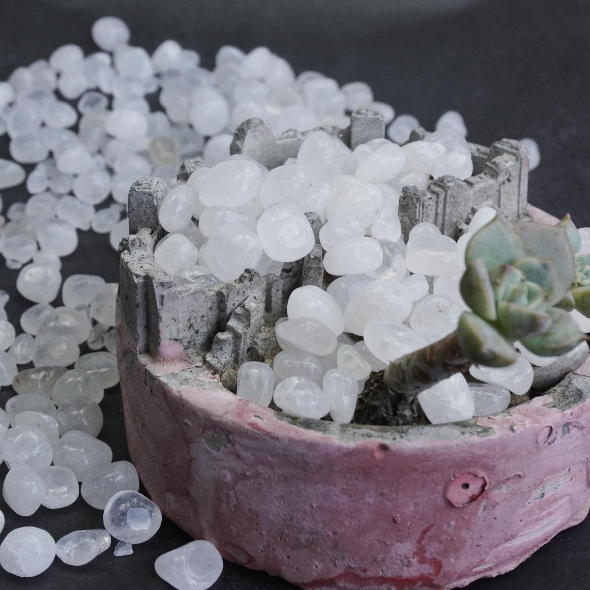 XMHOME 3 Pounds Clear Quartz Tumbled Stones Bulk - Polished Crystal Stones for Vase Filler, Healing, and Decoration Pebbles