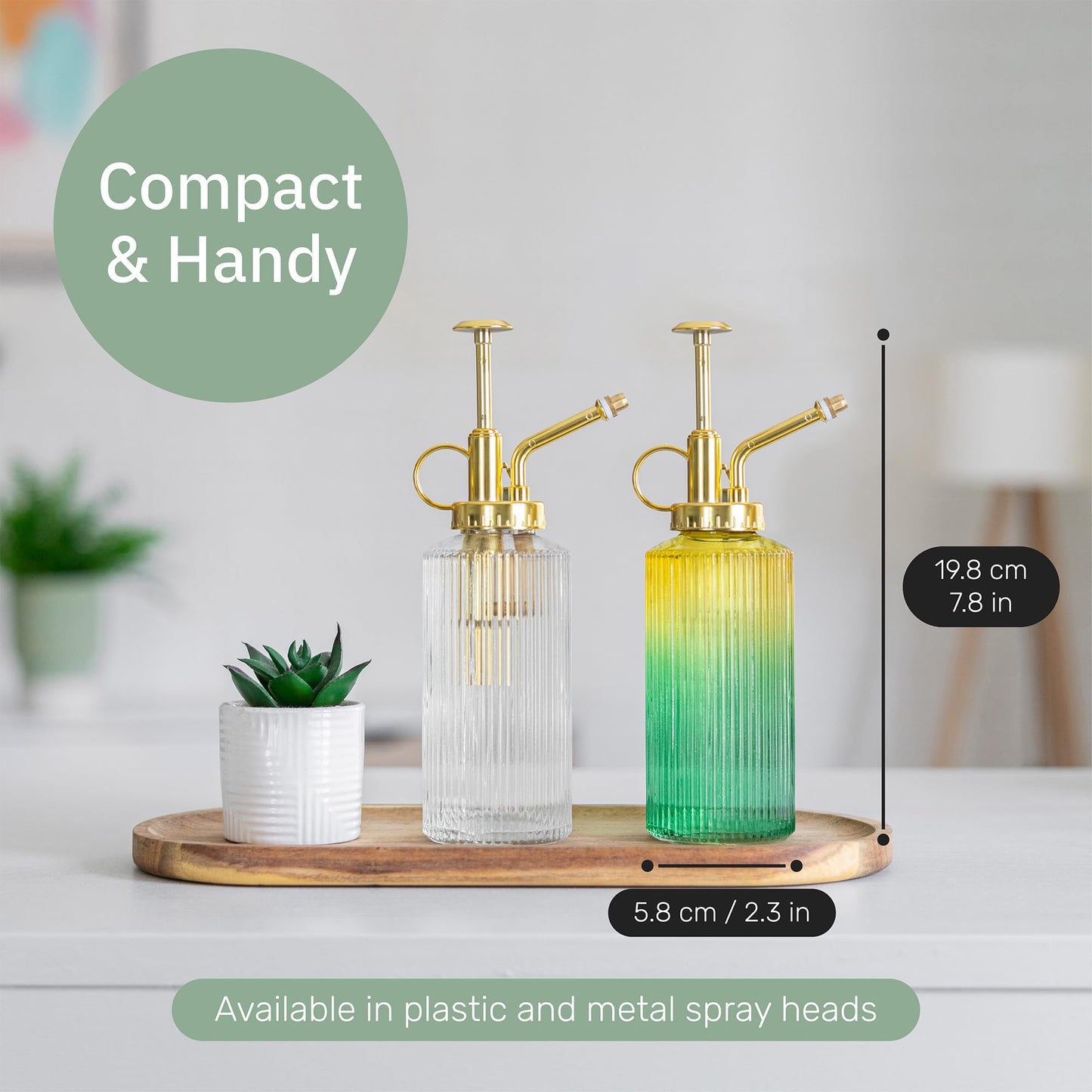 The Useful Co. Glass Plant Mister for inside, Mister for Plants, Plant Sprayer Mister, Decorative Plant Mister Spray Bottle with Adjustable Nozzle for indoor plants (230ml/ 7.8oz) - Clear