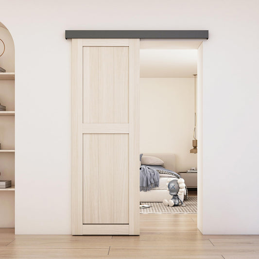 SongYung 5FT Barn Door Hardware Kit, Low Clearance Aluminium Alloy Box Rail Track Hardware Kit, Sliding Door Track for Interior Single Wooden Door,Black