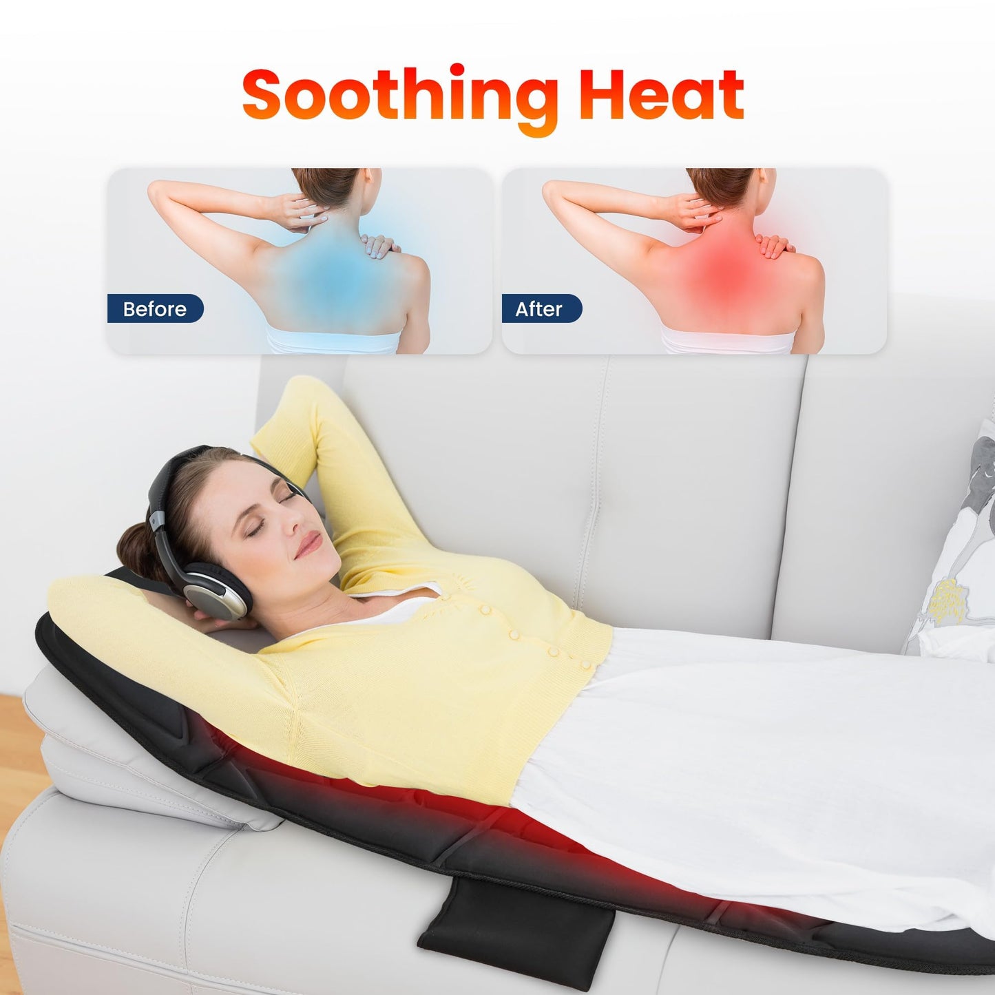 COMFIER Full Body Massage Mat with Heat, 10 Vibration Motors, 4 Heating Zones, 30-Minute Auto Shut-Off, Foldable Relaxation Pad for 3 Adjustable Intensity– Vibration Massage Only