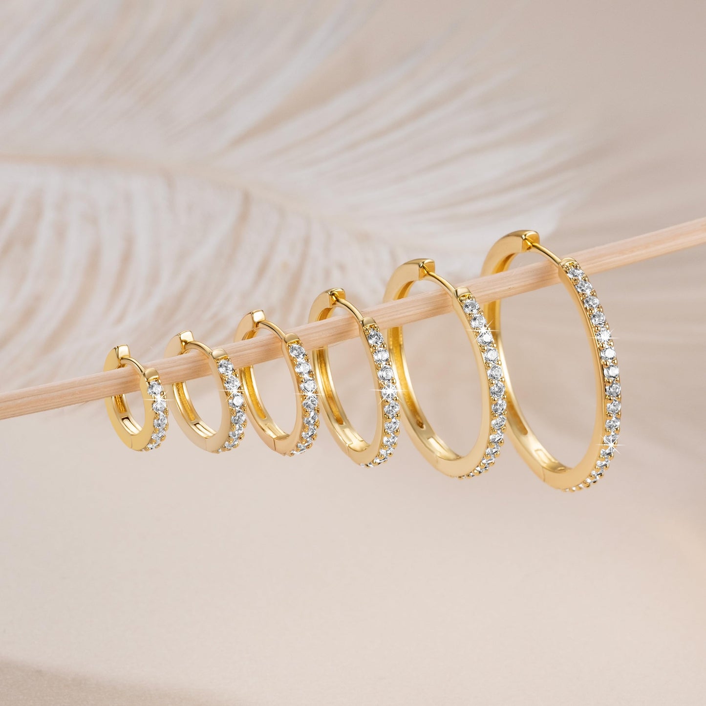 vuiikhir 14K Gold Earrings for Women 14K Gold Hoop Earrings for Women Cubic Zirconia Shining Gold Hoops Earring for Womens Hoop Lightweight Hoops Earring for Womens 12/14/16/20/25/30mm (16mm)