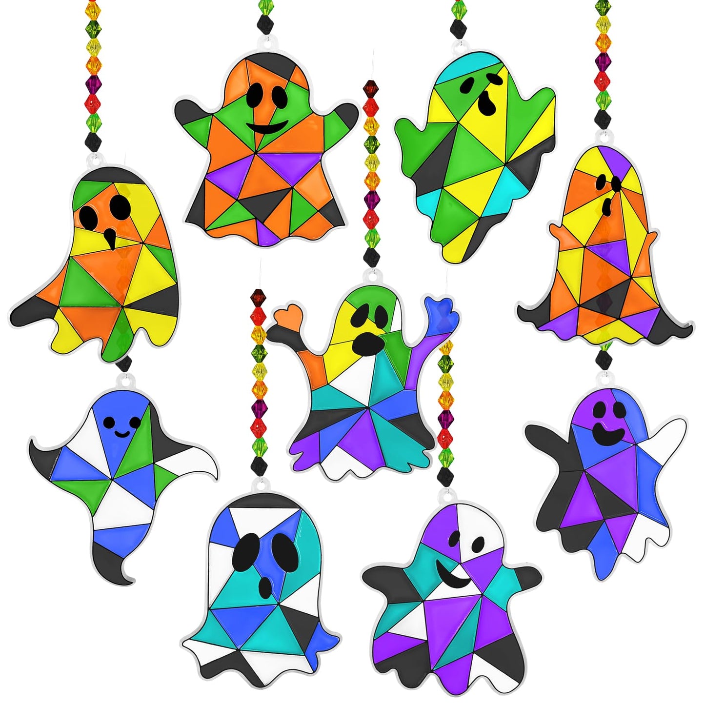 Winlyn 27 Sets Halloween Ghost Suncatchers Ornaments Decorations DIY Window Paint Art Sun Catchers Halloween Craft Kits Painting Kits for Kids Classroom Activities Art Projects Part Favors