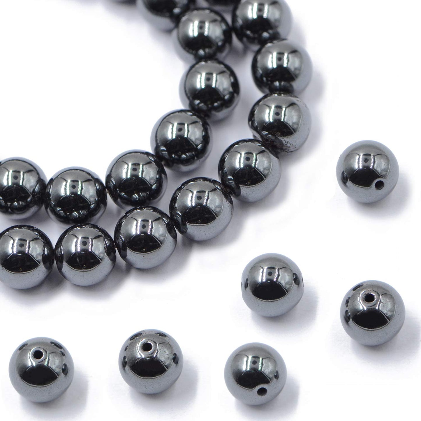 AD Beads Natural Gemstone Round Loose Beads 15" for Bracelet Necklace Earrings Jwelery Making Crafts DIY (10mm, Black Hematite)