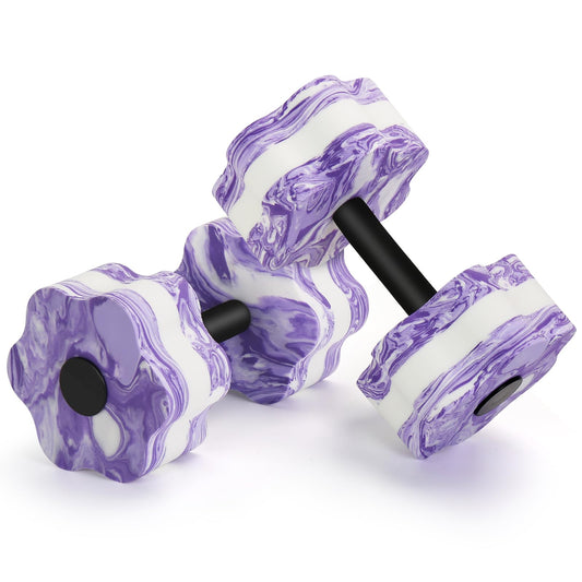 Camouflage Aquatic Dumbbells, Set of 2 Water Aqua Fitness Barbells Hand Bar Exercises Equipment, Water Aerobic Exercise Foam Dumbbell Pool Resistance for Weight Loss (Purple)